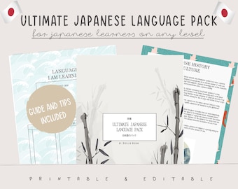 Ultimate Japanese Language Pack // Printable in Letter and A5 size // Language Printable Tracker with Dotted grid // Language Planner