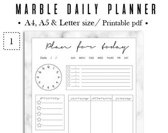 Marble Daily Planner version 1/2 / Daily Organizer / Daily To-Do List / Chic Planner / Fashion Planner / Instant Download