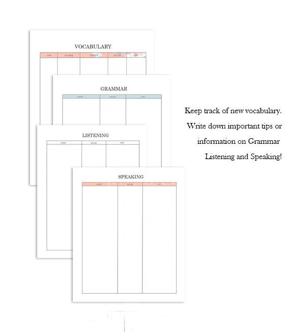 Ultimate Japanese Language Pack // Printable in Letter and A5 Size // Language Printable Tracker ...