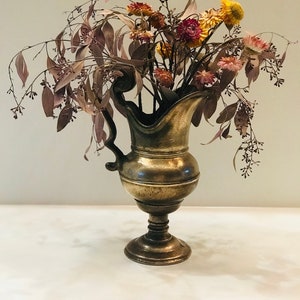 Vintage 10&quot; Tall Brass Pitcher/Jug/Flower Vase