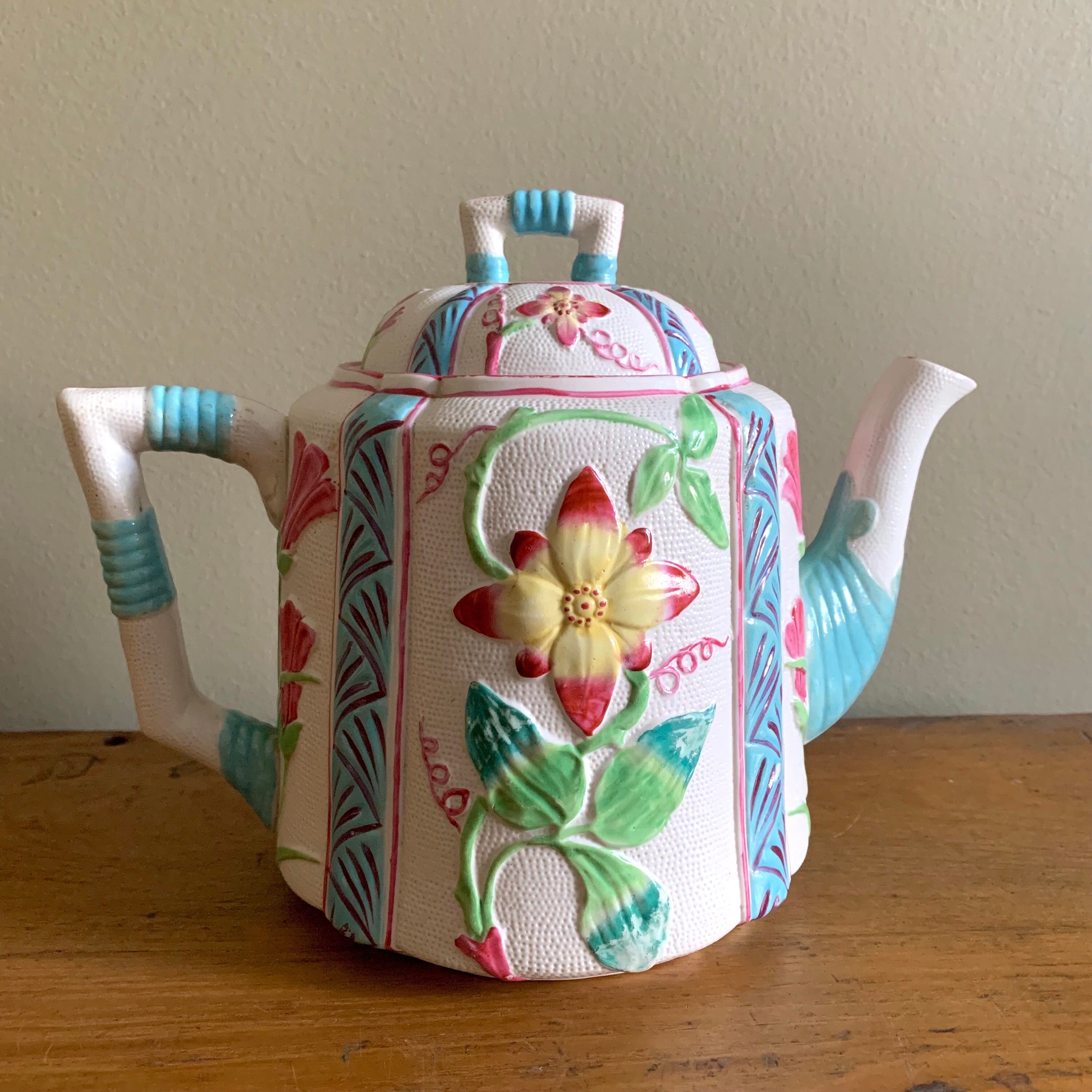 Brownhills Pottery Teapot Blue Pink Floral Teapot Aesthetic Etsy