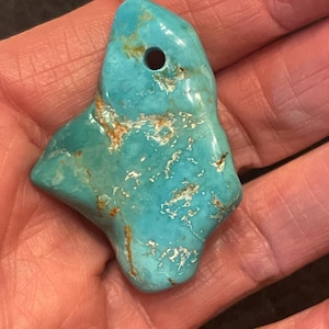 American Turquoise Nugget Pendant, Italian Leather Cord Necklace