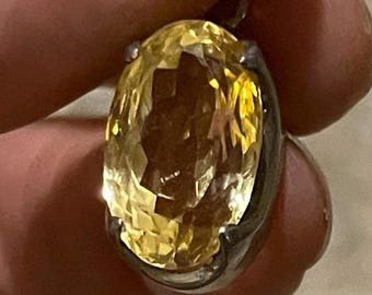 Facettiert Citrin Anhänger, massive Sterling Silber Fassung, Vintage