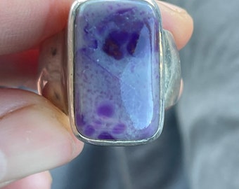 Large Statement Sugilite Ring, Size 9 in solid sterling silver