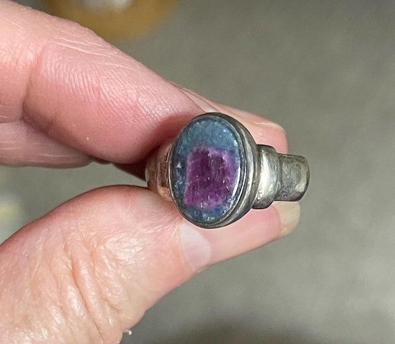 Vintage Ruby Kyanite Sterling Silver Ring, Size 7