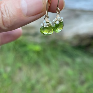 Peridot, Pearl, 14k Gold Vermeil, Earrings August Birthstone, Stunning Grass Green, All Natural Stones