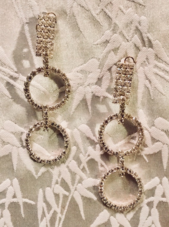 Big Rhinestone Dangle Ear Clips - image 1