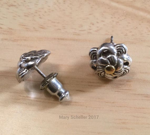 Silver Flower Post Earrings - image 3
