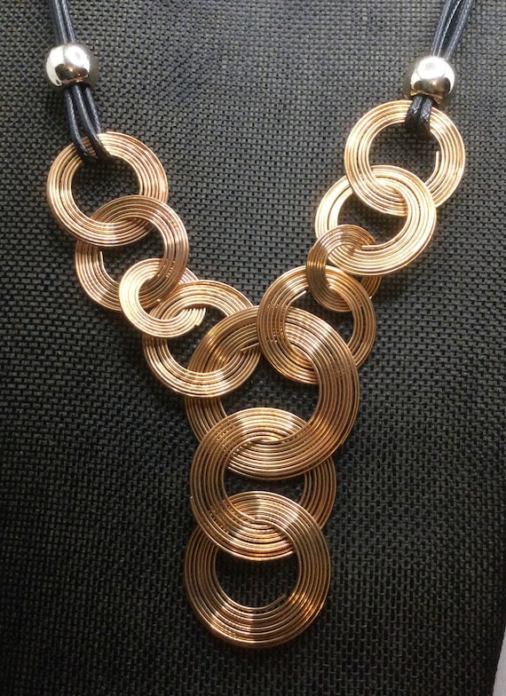 Copper Circle Statement Necklace - image 1