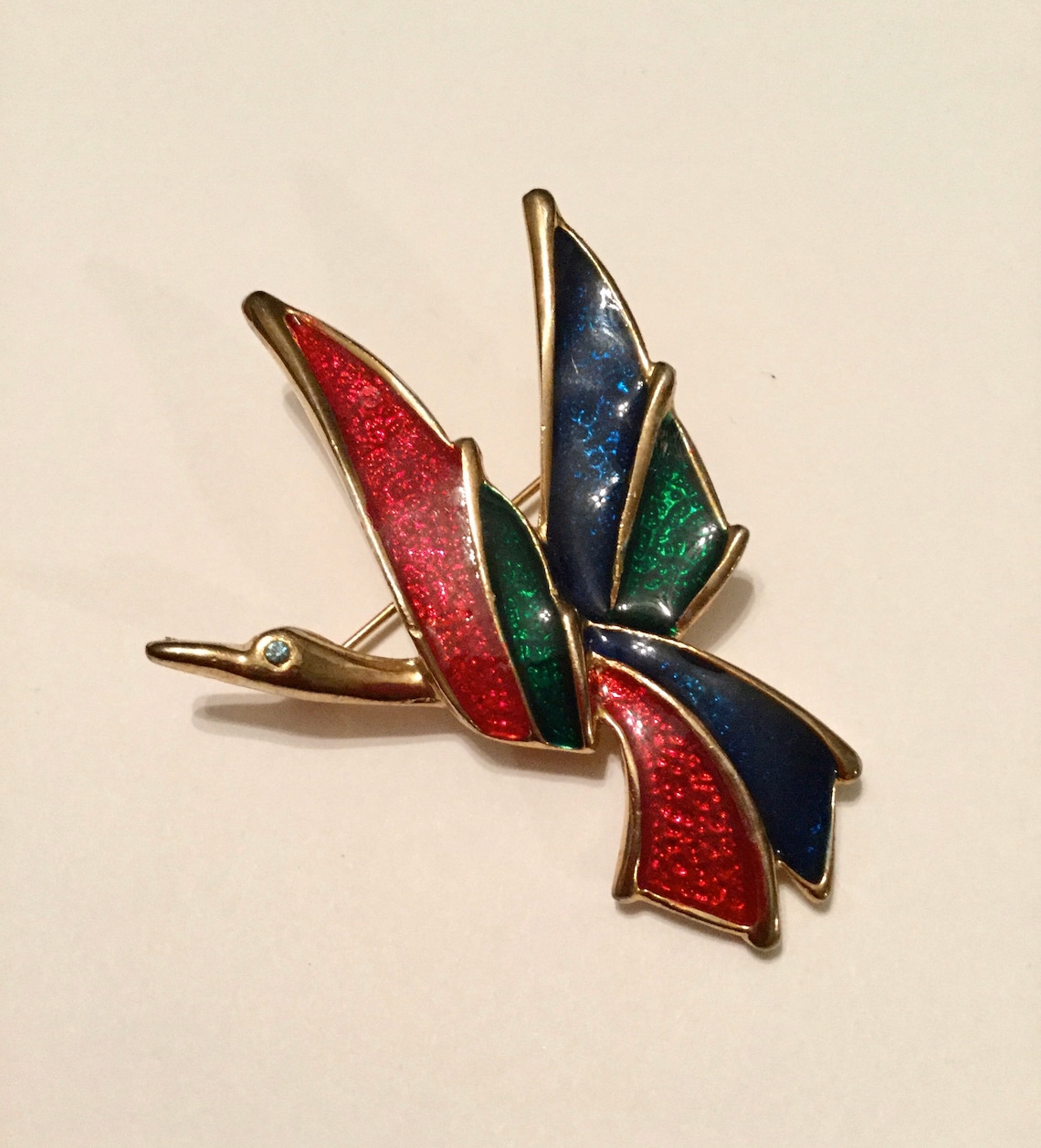 Enamel Crane Pin Etsy