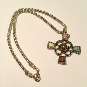 Natural Stones Cross Pendant