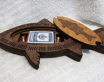 Archivos digitales para tablero de cribbage de 3 pistas con forma de pez