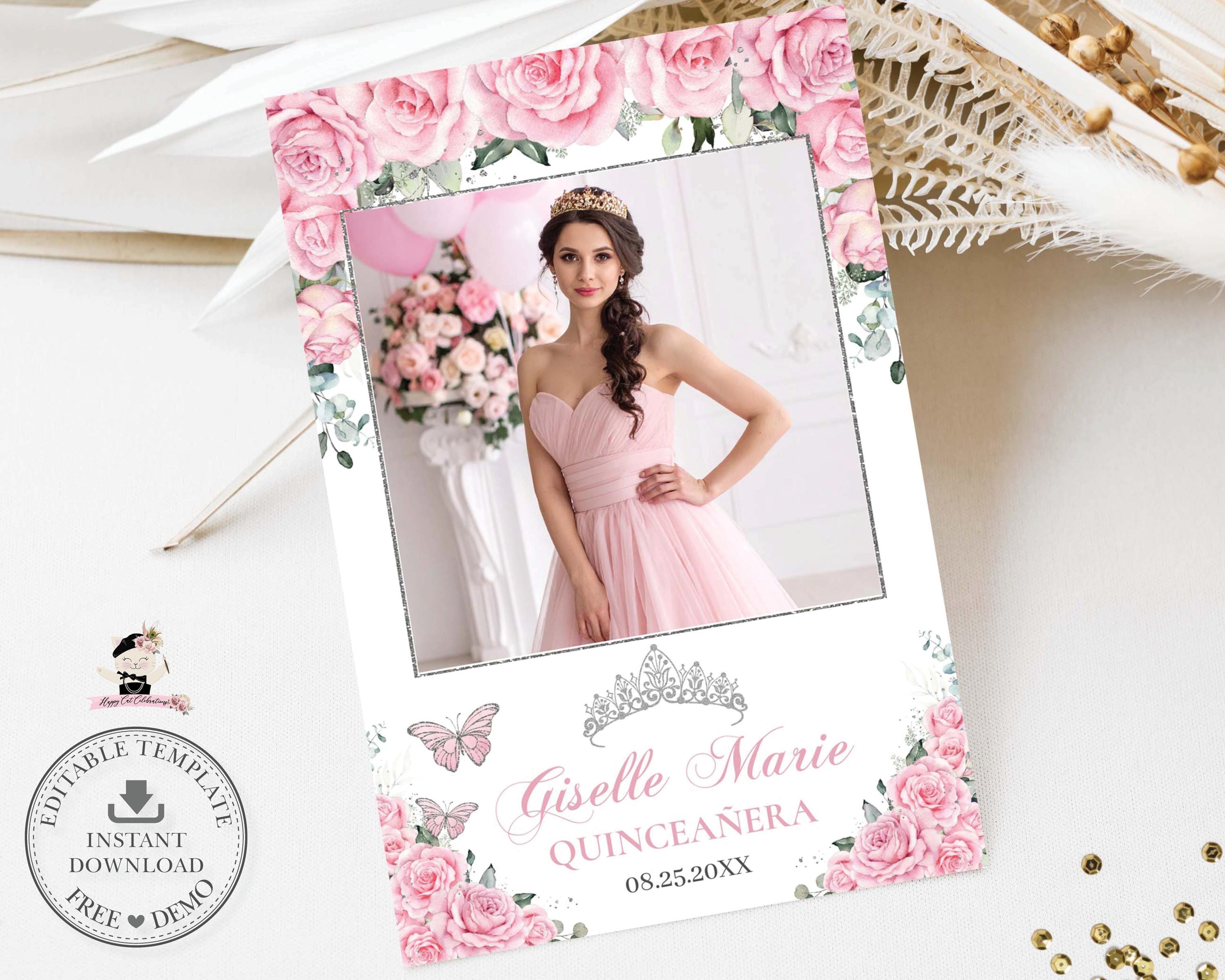 Pink Flower Photo Booth Template - Etsy