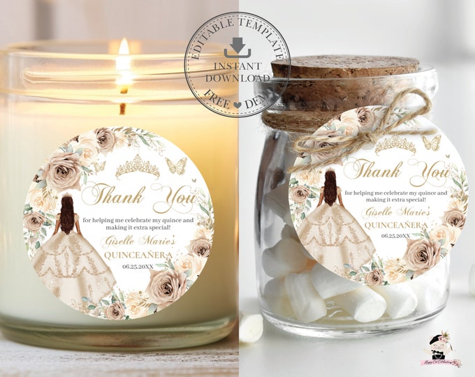 Princess Round Label EDITABLE TEMPLATE 2