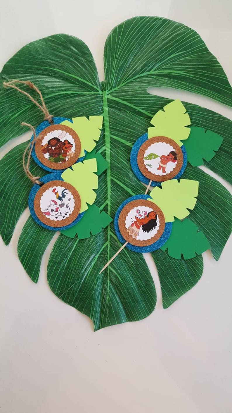Moana tags set of 12 pcs Moana party decor Moana cupcakes toppers