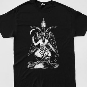 Baphomet T shirt White Print  Satanic witch satan