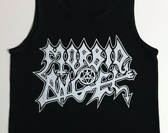 Camiseta sin mangas de Ángel morboso, camiseta de Death Metal para hombre, camiseta negra con lanzador de pernos de Metal, camiseta sin mangas Terrorizer Repulsion Slayer Venom Bathory