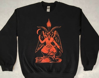 Baphomet Sweatshirt red print Satan clothing