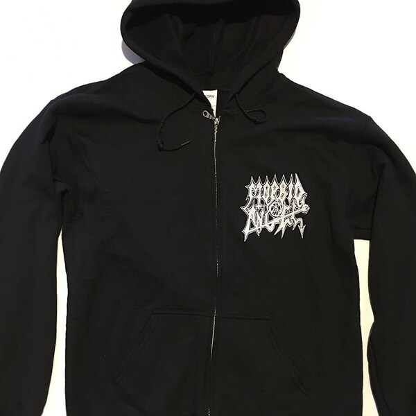 Morbid Angel " pocket Logo "  Black Zipper Hoodie:  Death Metal Hooded Sweatshirt Death Black Metal Bolt Thrower Beherit