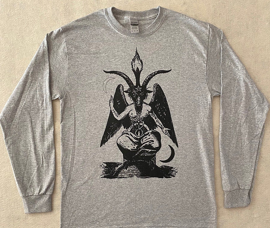 Baphomet Athletic Grey Long Sleeve T Shirt Satanic Witch Satan - Etsy ...