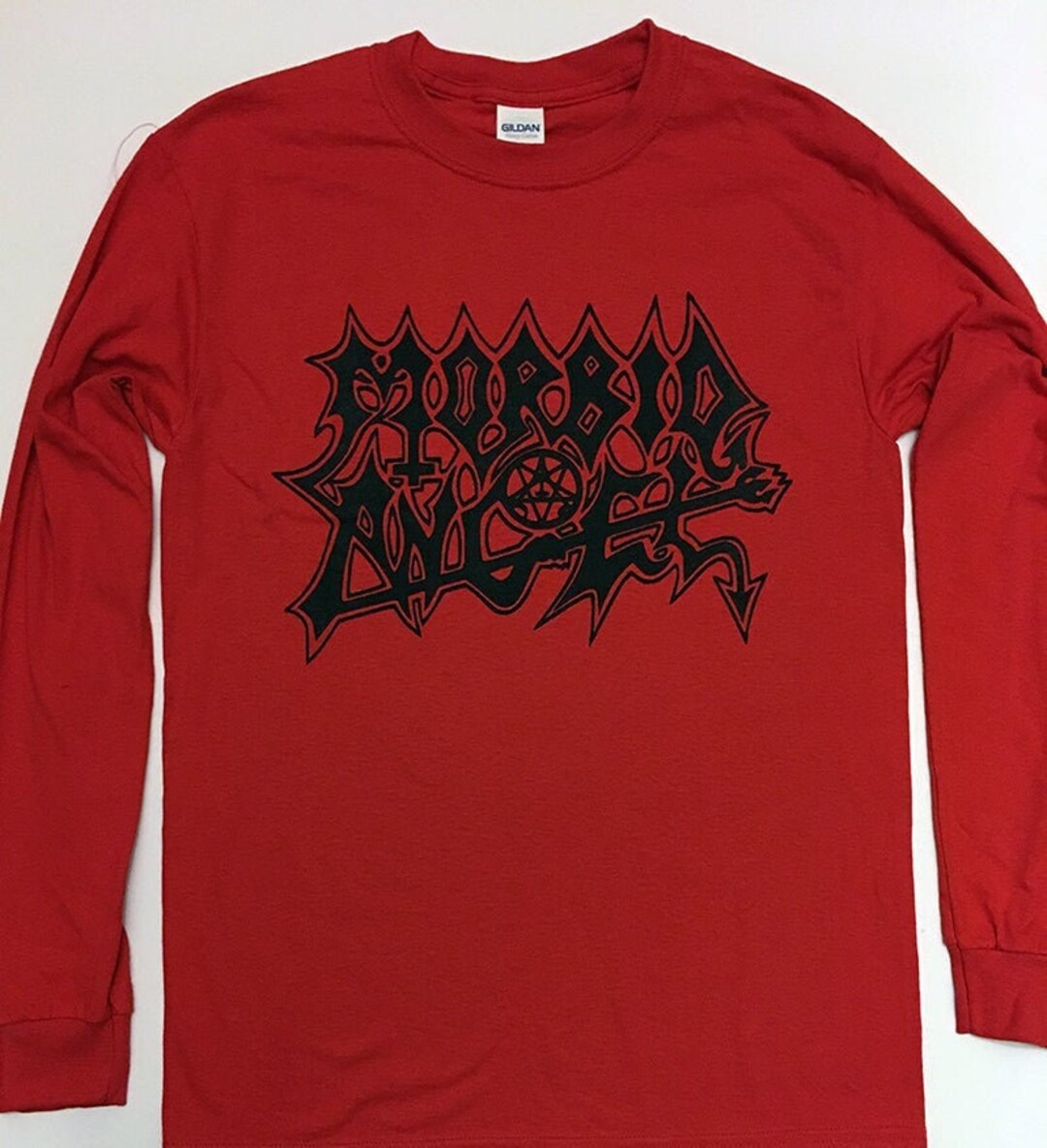 Morbid Angel Red Long Sleeve T-shirt Black Death Metal Longsleeve Bolt ...
