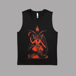Baphomet " Red " -  Muscle Tank Sleeveless T shirt  Satan