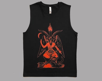 Baphomet " Red " -  Muscle Tank Sleeveless T shirt  Satan