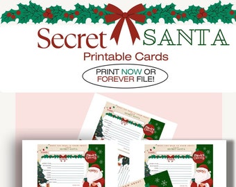 Secret Santa Christmas Wish List Party Game Cards