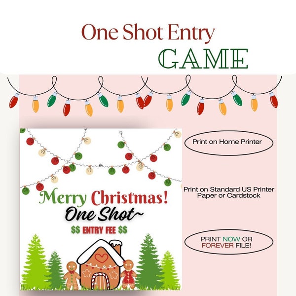 One Shot Entry Fee Gingerbread Christmas Party Printable Game