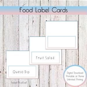 Etiqueta de comida de fiesta de revelación de género, tarjetas de soporte de lugar, tarjeta de juego de fiesta, etiquetas de fiesta