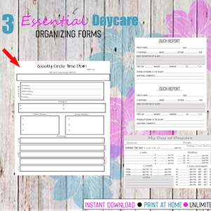Daycare Forms Kit: Weekly Planning, Ouch Report, My Day (PDF)