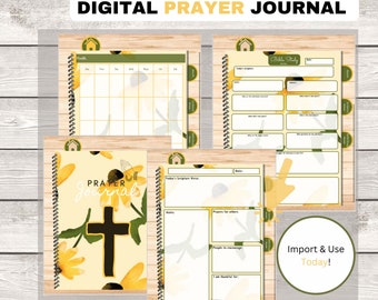 Digital Prayer Notebook, Bible Study, Scripture Notes, Monthly Calendar