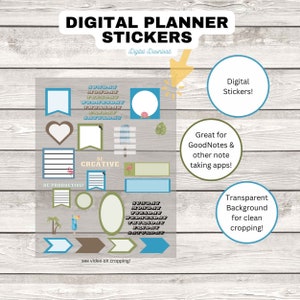 Digital Planner Stickers, Tropical Stickers, GoodNotes Planner Stickers
