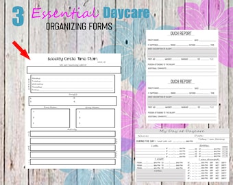 Weekly Circle Time Planning Template, Ouch Report, My Day At Daycare, Daycare Forms, Organize Home Daycare, Childcare Templates