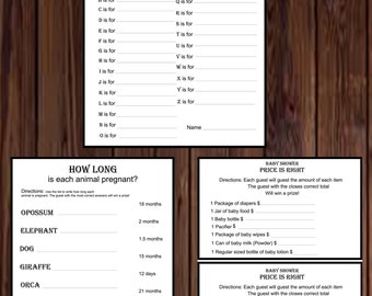 Printable Baby Shower Games, Baby Necessities, Pregnant, Animal Inspired Baby Shower, Safari Theme Baby Shower Games, The Price is Right