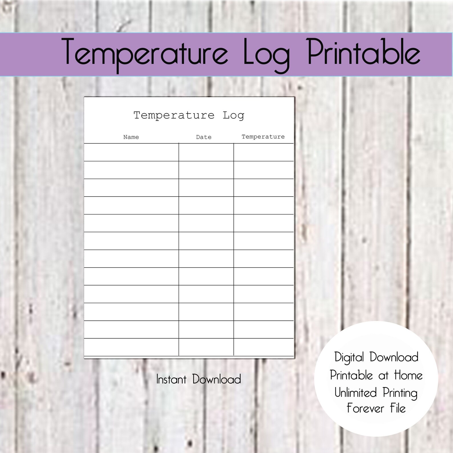 Temperature Check Record Log Etsy
