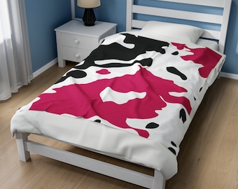 Cow Print Velveteen Plush Blanket