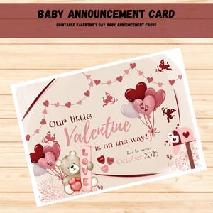 Faire-part de grossesse, faire-part de bébé pour la Saint-Valentin, faire-part de bébé d'octobre 2025, Notre petite Saint-Valentin est en route