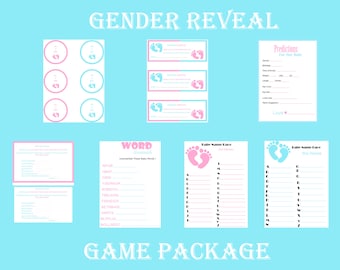 Gender Reveal Party Games Package With Six Games
