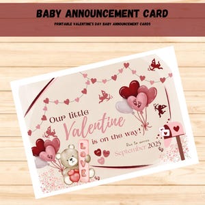 Faire-part de grossesse, faire-part de bébé pour la Saint-Valentin, faire-part de bébé de septembre 2025, Notre petite Saint-Valentin est en route