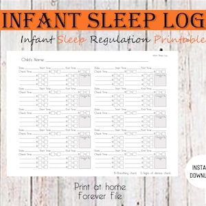Infant Sleep Log, 15 Minute Record Check, Infant Sleep printable, Home Daycare Forms, Infant Sleep Log, Emergency Card, Childcare Forms,