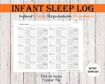 Infant Sleep Log, 15 Minute Record Check, Infant Sleep printable, Home Daycare Forms, Infant Sleep Log, Emergency Card, Childcare Forms,