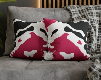 Cow Print Square Pink Black Pillowcase