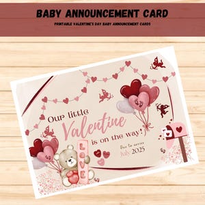 Faire-part de grossesse, faire-part de bébé pour la Saint-Valentin, faire-part de bébé de juillet 2025
