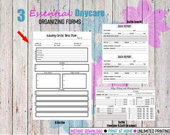 Circle Time Template, Printable Circle Time Planner, Incident Report, My Day At Daycare, Daycare Forms, Weekly Templates