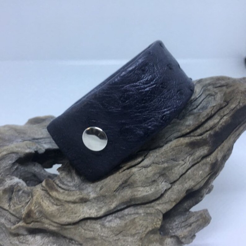 Grey Black Ostrich Cuff Bracelet
