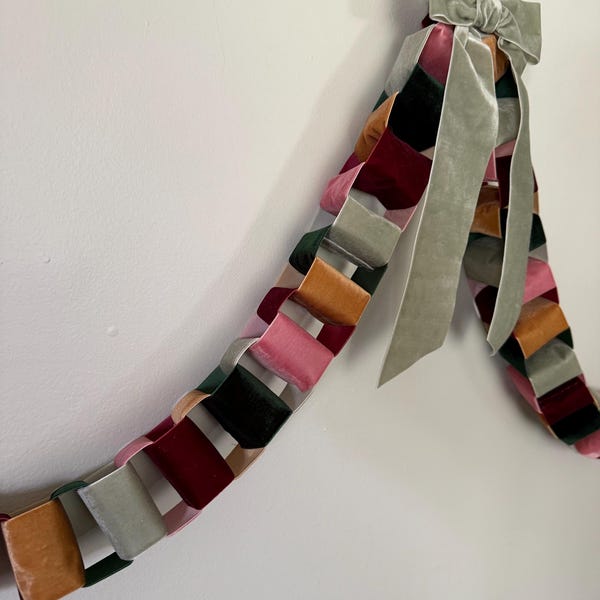 Chunky Velvet Chain Garland - Burgundy, Emerald, Sage, Pink and Tan