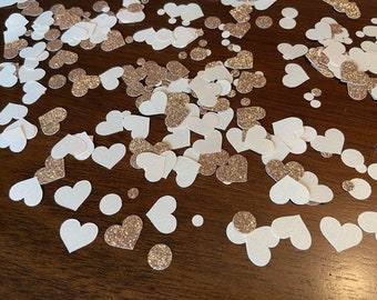 Rose Gold Wedding Confetti, Bridal Shower Decor, Heart Confetti