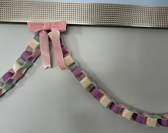 Pastel Velvet Easter Garland: Pink, Purple, Mint, Cream - 6ft