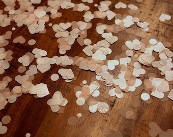 Blush Pink Heart Confetti: Vellum & Glitter Wedding Decor